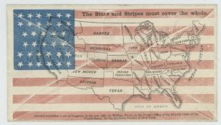 Mr Fancy Cancel Civil War Patriotic Overall Flag Usa Map On Backflap Rare