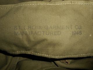Vintage 1945 WWII Old U.  S.  Military Army Green Canvas Duffel Bag Marine Sea Bag 7