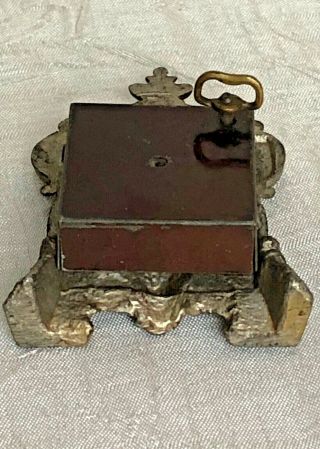 Antique German Miniature Dollhouse Mantel Wind - up Clock w Key 2 