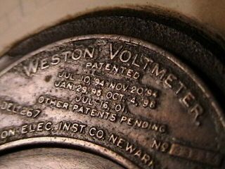 ANTIQUE WESTON VOLTMETER 267 PAT 1894 1901 ELECTRIC INSTRUMENT DC VOLTS 2