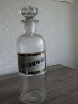 Antique Pharmacy Empty Apothecary Bottle - Aq.  Camphor.