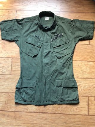 Vtg 1969 Us Air Force Vietnam Era Og - 107 Shirt Slanted Short Sleeve Coat Usaf