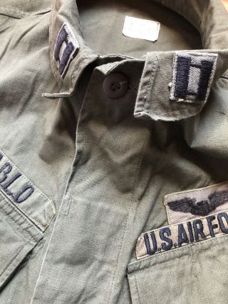 Vtg 1969 US Air Force Vietnam Era OG - 107 Shirt Slanted Short Sleeve Coat USAF 9