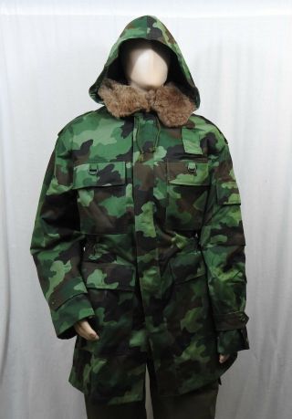 Serbian Woodland Camo Parka w Removable Insulated Liner & Collar Winter Jacket 5