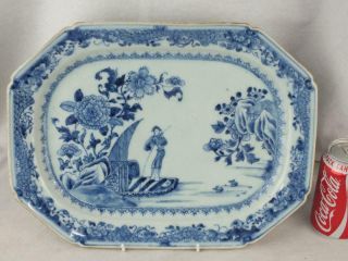 18th C Chinese Porcelain Blue And White Fisherman And Ducks Platter