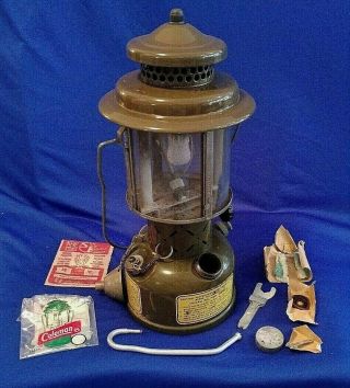 Vtg 1958 Coleman Us Military Lantern Gasoline Quadrant Globe W/ Accessories