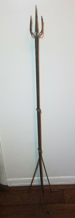 Rare Prong End Vintage Copper Lightning Rod Antique Metal Holder Barn Primitive