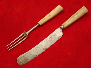 Civil War Maker Marked Fork And Knife For Mess Kit Display