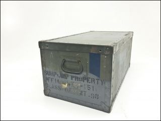 Vintage MILITARY TRUNK Foot Locker army coffee table box green chest us OD wwii 2