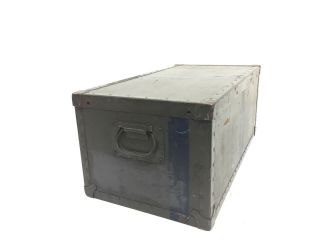 Vintage MILITARY TRUNK Foot Locker army coffee table box green chest us OD wwii 5