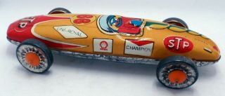 Open Wheel Race Car By Gurel Turkey - Vintage Tin Toy Stp Uniroyal