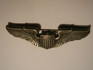 Ww Ii U.  S.  Army Air Force 3  Sterling Silver Pilot Wings - Pinback Ww 2