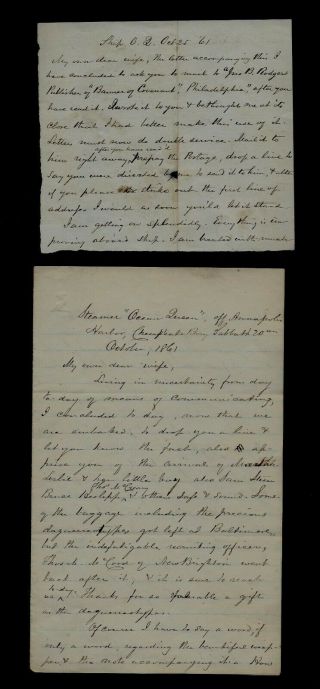 100th Pennsylvania Infantry Civil War Chaplain Letters Aboard Ship