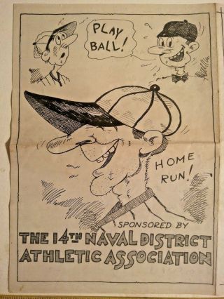 WW2 Naval District All Star Baseball 1945 Hawaii Score Card Game 2 4