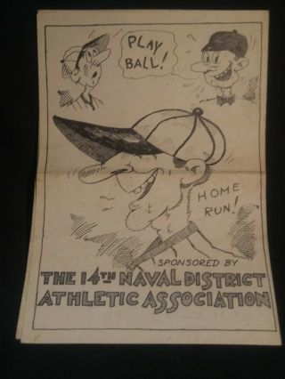 WW2 Naval District All Star Baseball 1945 Hawaii Score Card Game 2 5