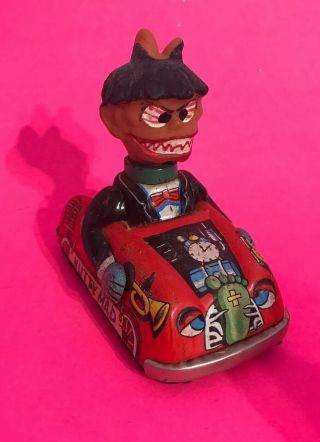 Rare Vintage Nutty Mads Weird Marx Monster Friction Tin Car Devil