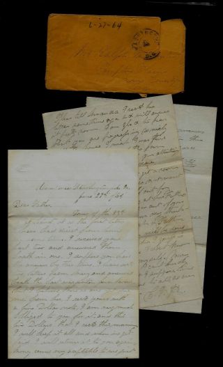 1st Jersey Artillery Civil War Letter - Hears Banks Firing On Petersburg,  Va