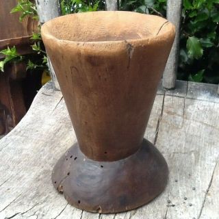 Early Primitive Wooden Treen Mortar Large Wooden Cup Patina