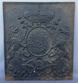 Heavy Antique Fireplace Plate France Made Of Cast Iron 19th Century Decoration