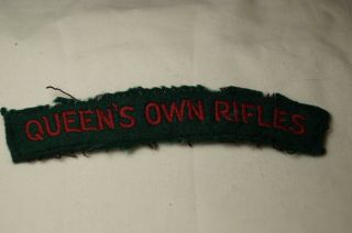 Ww2 Canadian Queens Own Rifles Shoulder Title