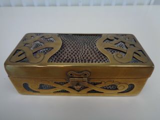 Art Nouveau/arts & Crafts Brass & Shagreen? Trinket Box