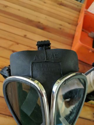 Vintage Acme Full Vision Gas Mask Canister Chest Harness 5