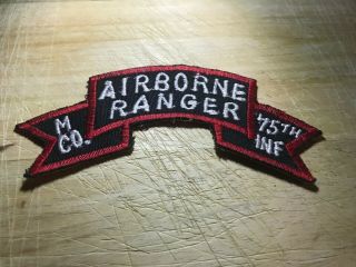 Cold War/vietnam? Us Army Scroll Patch - Airborne Ranger M Co.  75th Inf -