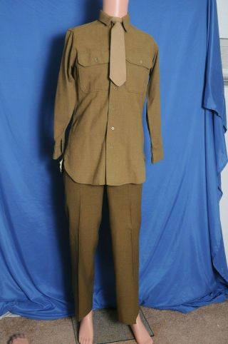 M37 Us Army Wool Wwii Uniform Pants Shirt Tie Issued S 29x29.  75