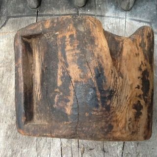Early Primitive Wooden Treen Mortar Small Noggin Patina Handle