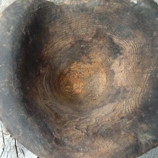 Early Primitive Wooden Treen Mortar Small Noggin Patina Handle 5