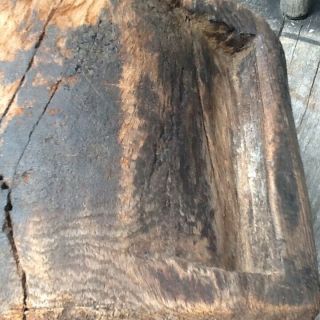 Early Primitive Wooden Treen Mortar Small Noggin Patina Handle 6