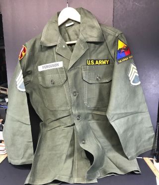Vintage 60s Vietnam Us Army Ranger Sateen Og - 107 Uniform Fatigue Shirt
