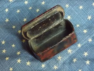 Civil War era soldier ' s Paper Mache snuff box with inlaid stars and designs 2