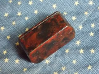 Civil War era soldier ' s Paper Mache snuff box with inlaid stars and designs 3