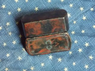 Civil War era soldier ' s Paper Mache snuff box with inlaid stars and designs 4