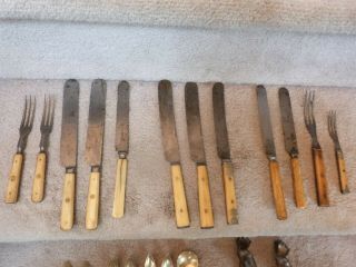12 Vintage Civil War Era Bone Handle Knive & 3 Tine Forks Moulson Bros & More