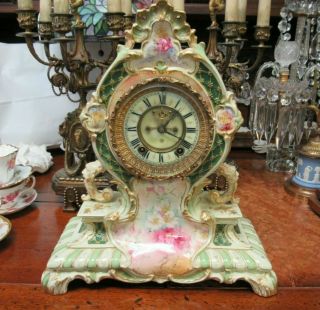 Fine Antique Large Royal Bonn Figure Clock