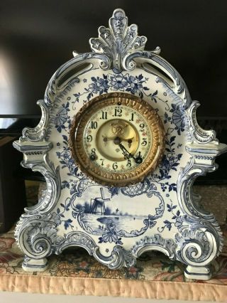 1891 Franz Anton Mehlem Royal Bonn Delft Clock