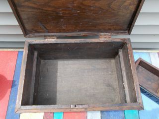 Old Large Primitive Antique Wood Carpenter ' s Tool Storage Chest Box Folk Art 7