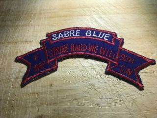 Cold War/vietnam? Us Army Scroll Patch - Cavalry F Trp 9th Cav Sabre Blue -