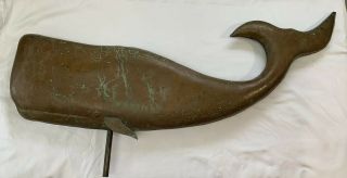 Vintage Large 36 " Whale Weathervane Copper Sperm Humpback Nautical Ocean Beach