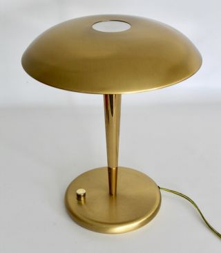 Holtkotter Leuchten Brushed Brass Glass Halogen Modern Saucer Table Desk Lamp