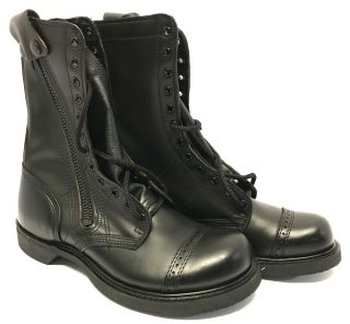Corcoran Black Leather Jump Boots With Side Zipper,  Size 9w