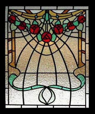 Mackintosh Roses Beauty Antique English Stained Glass Window & Rare