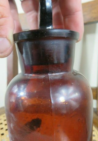 ANTIQUE WIDE MOUTH BROWN APOTHECARY BOTTLE MARKED 500 on base 4