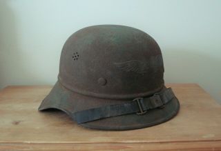 Ww2 German Helmet With Liner & Chinstrap Rl2 38/28 Wwii