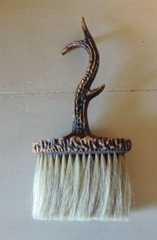 Victorian ANTLER HANDLED Hat Brush / Clothes Brush Stags Head Engravable Plaque 3
