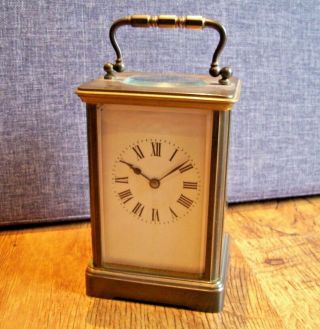 Vintage Richard & Co Solid Brass Carriage Clock With Bevelled Glass (visible)