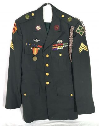 Vtg 1968 Vietnam War Us Army Wool Mil Uniform Jacket Size 39l A17