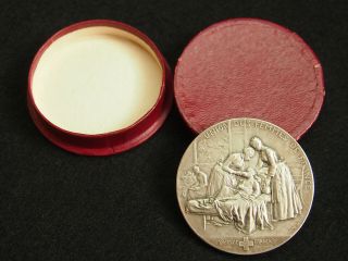 Bronze Art Medal Henri Dubois 1890 Red Cross Union Of Women Of France 1930
